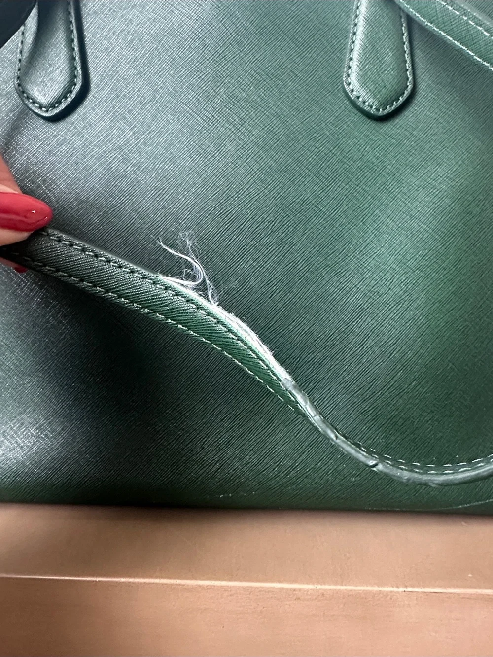 Michael Kors Green Saffiano Satchel with Gold Hardware - Picture 4 of 7